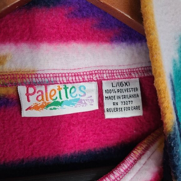 Vintage Aztec Navajo Pink Green 1/4 Zip Fleece Jacket Palettes - Picture 5 of 6